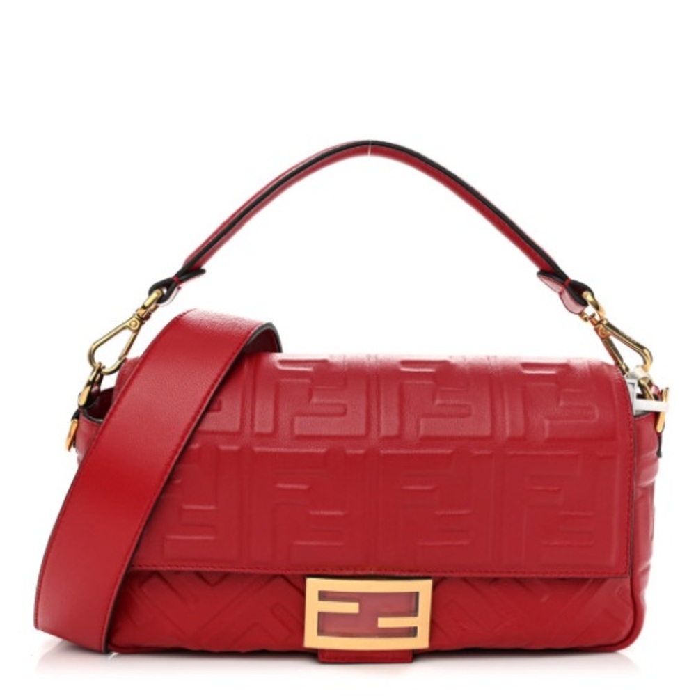 AUTHENTIC NWT Fendi Baguette Red Leather Women's Bag